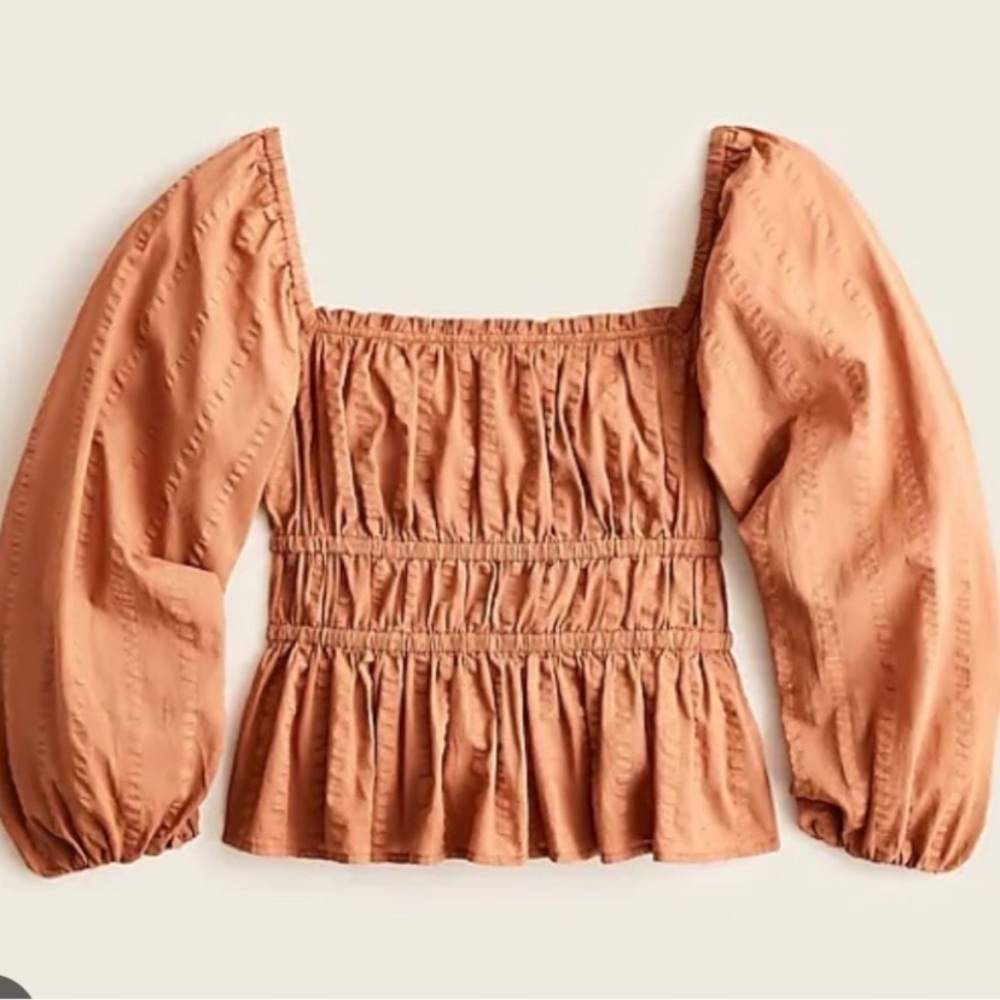 J. Crew Puff-sleeve textured cotton top